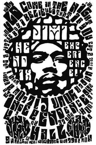 Jimi Hendrix Black & White Poster